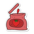 A creative sticker of a cartoon popping jar of jam