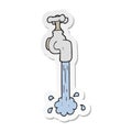 A creative sticker of a cartoon running faucet Royalty Free Stock Photo