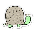 A creative sticker of a cartoon sad turtle