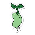 A creative sticker of a cartoon sprouting seed