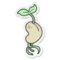 A creative sticker of a cartoon sprouting seed