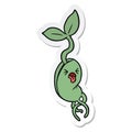 A creative sticker of a cartoon sprouting seedling