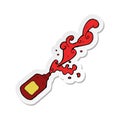 A creative sticker of a cartoon squirting ketchup
