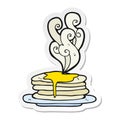 A creative sticker of a cartoon stack of pancakes