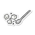 A creative sticker of a cartoon sugar lumps and spoon Royalty Free Stock Photo