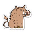 A creative sticker of a cartoon warthog