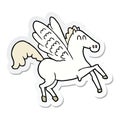 A creative sticker of a cartoon winged horse