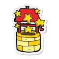 A creative sticker of a cartoon wishing well Royalty Free Stock Photo