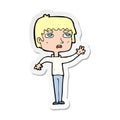 A creative sticker of a cartoton unhapy boy waving Royalty Free Stock Photo