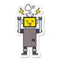 A creative sticker of a cute cartoon malfunctioning robot Royalty Free Stock Photo