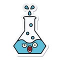 A creative sticker of a cute cartoon science beaker