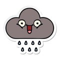 A creative sticker of a cute cartoon storm rain cloud