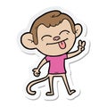 A creative sticker of a funny cartoon monkey making peace sign Royalty Free Stock Photo