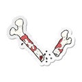 A creative sticker of a gross broken bone cartoon