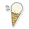 A creative sticker of a quirky hand drawn cartoon vanilla ice cream