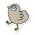 A creative sticker of a quirky hand drawn cartoon yellow bird Royalty Free Stock Photo