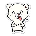 A creative sticker of a rude cartoon polar bear sticking out tongue Royalty Free Stock Photo