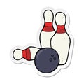 sticker of a ten pin bowling cartoon