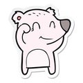 A creative sticker of a tired smiling bear cartoon