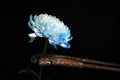 Composition with an old rusty wrench and chrysanthemum flower Royalty Free Stock Photo