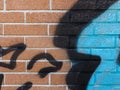 Creative street art graffiti on a brick wall