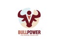 Creative strong business man as a bull power vector