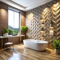 3D Wall Bathroom Design Concept Royalty Free Stock Photo