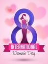 Creative and Stylish Text 8 March and illustration of Faceless Young Girl for Happy International Women\'s Day Celebration