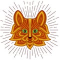Creative stylized cat head in ethnic linear style. Good for logo, tattoo, t-shirt design