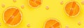 Creative summer background composition with orange slices and Vinamin C, pills on a yellow background. Minimal Concept Royalty Free Stock Photo