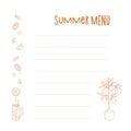 Creative summer menu template with decorative elements for fresh culinary ideas Royalty Free Stock Photo