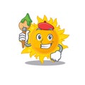 A creative summer sun artist mascot design style paint with a brush Royalty Free Stock Photo