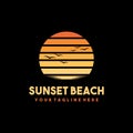 Creative sunset beach logo and t shirt design