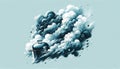 Surreal Barbecue Smoke Cloud Illustration, AI Generated