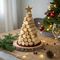 Creative tabletop Christmas tree with wine corks and decor for festive home decoration Royalty Free Stock Photo