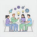 Creative team brainstorming and collaboration concept Illustration Royalty Free Stock Photo