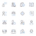 Creative team line icons collection. Collaboration, Idea-generation, Brainstorming, Innovation, Creativity, Design Royalty Free Stock Photo