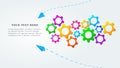 Creative teamwork banner design with colorful gears icons. Idea of partnership and collaboration. Royalty Free Stock Photo