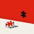 Creative teamwork in business vector concept. Creativity team cooperation, jigsaw puzzle symbol