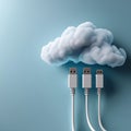 USB Cables Plugged into Cloud with Gradient Glass Glow in Digital Storage Ambiance Royalty Free Stock Photo