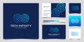 Creative tech infinity line. Modern Infinity Symbol, Technology dot, Premium logo design and business card vector Royalty Free Stock Photo