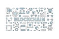 Creative technology banner made with block chain icons and word