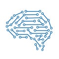 Creative technology human brain with neural bonds icon - vector
