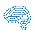 Creative technology human brain with neural bonds icon - vector