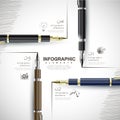 Creative template with fountain pen writing informations Royalty Free Stock Photo