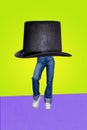 Creative template graphics collage image of headless person anonymous gentleman style hat lady in jeans on