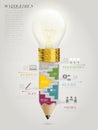 Creative template infographic with stairs inside bulb pen