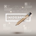 Creative template with wooden pencil infographic