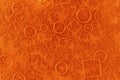 Creative textured background for design with silhouettes of geometric shapes . Orange color