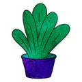 A creative textured cartoon doodle of a green indoor plant